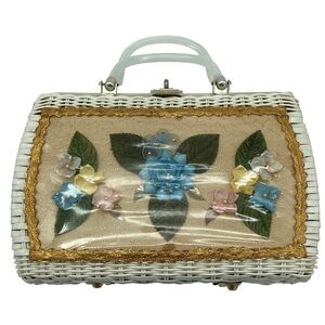 Vintage Princess Charming by Atlas Wicker Basket Lucite Handbag